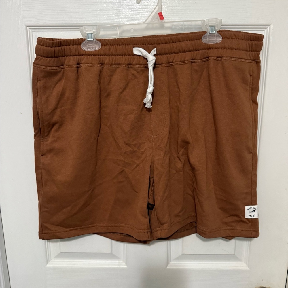 Maamgic Shorts Mens Lounge Wear Jersey Fleece Brown Drawstring Sz XXL NWOT